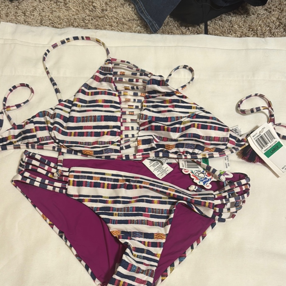 BECCA Multicolor Striped Bikini